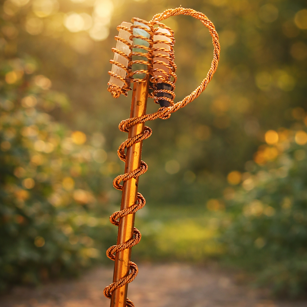 7 Chakra Stone Spiraled Copper Tubing Antenna